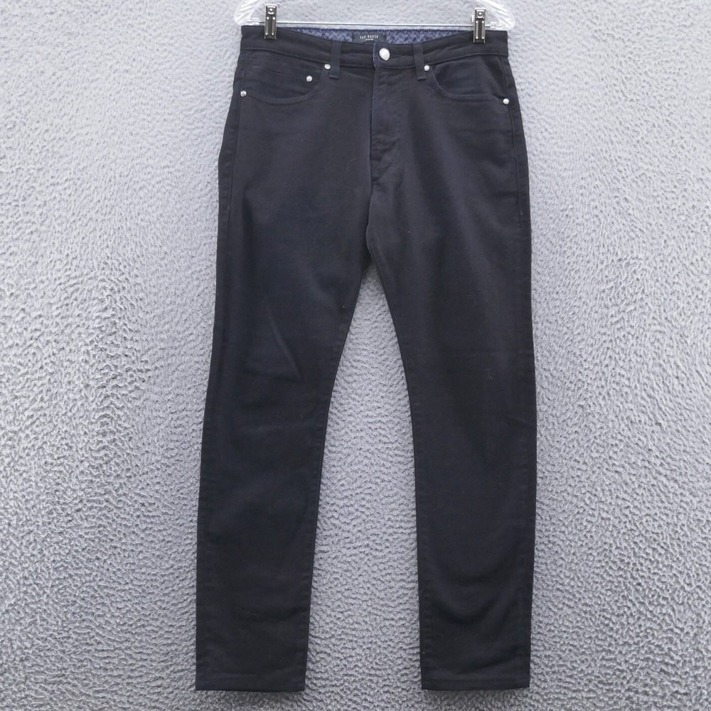 Ted Baker London Mens Black Slim Fit Cotton Stretch Trousers Pants 30R Tamez